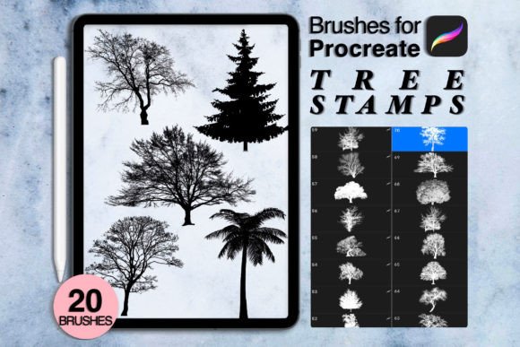 Download 20 Procreate Tree Stamps - Procreate tree stamp Collection
