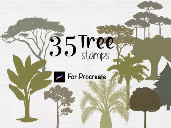 Download Procreate Tree Stamps Botanical Brushes - Procreate tree stamp Collection