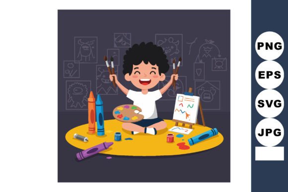 Download Child Painting with Brushes and Crayons - Crayon Collection