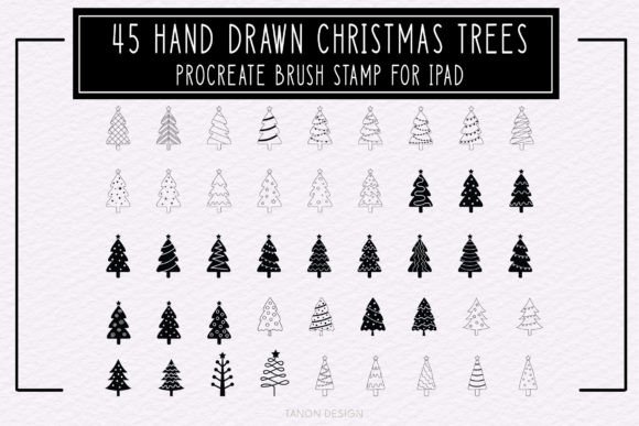 Download 45 Hand Drawn Christmas Tree PROCREATE - Premium Resources
