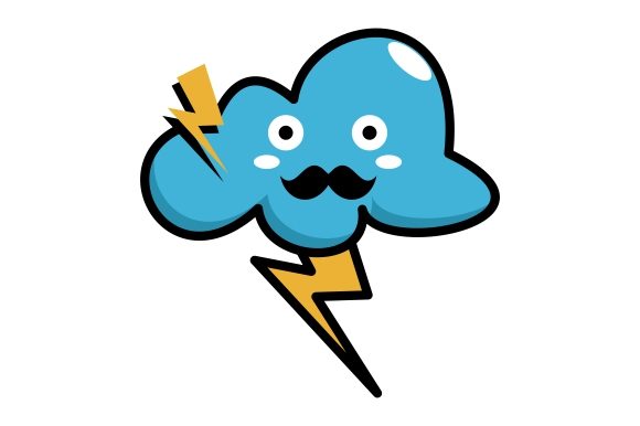 Download Kawaii Clouds with Lightning - Premium Resources