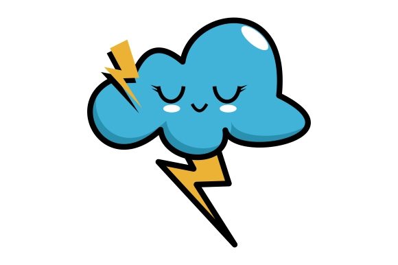 Download Kawaii Clouds with Lightning - Kawaii clouds Collection