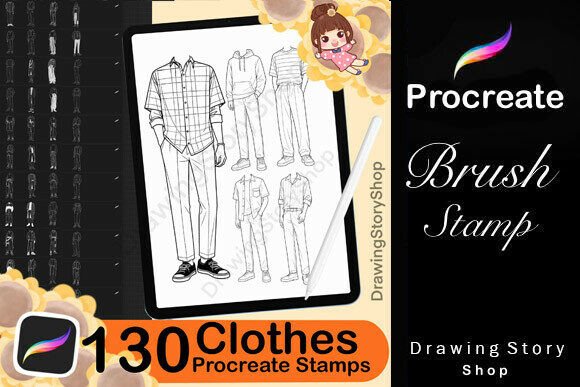Download 130 Procreate Man Clothes Stamps Brushes - Procreate man Collection